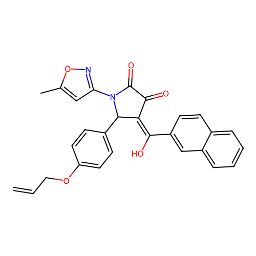 (4E)-4-[hydroxy(naphthalen-2-yl)methylidene]-1-(5-methyl-1,2-oxazol-3-yl)-5-(4-prop-2-enoxyphenyl)pyrrolidine-2,3-dione structure