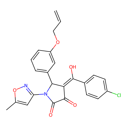 (4E)-4-[(4-chlorophenyl)(hydroxy)methylidene]-1-(5-methyl-1,2-oxazol-3-yl)-5-[3-(prop-2-en-1-yloxy)phenyl]pyrrolidine-2,3-dione structure