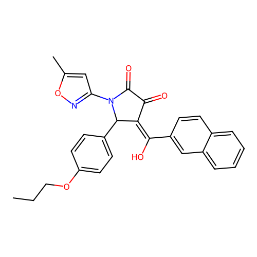 (4E)-4-[hydroxy(naphthalen-2-yl)methylidene]-1-(5-methyl-1,2-oxazol-3-yl)-5-(4-propoxyphenyl)pyrrolidine-2,3-dione structure