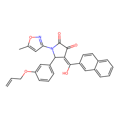 (4E)-4-[hydroxy(naphthalen-2-yl)methylidene]-1-(5-methyl-1,2-oxazol-3-yl)-5-(3-prop-2-enoxyphenyl)pyrrolidine-2,3-dione structure