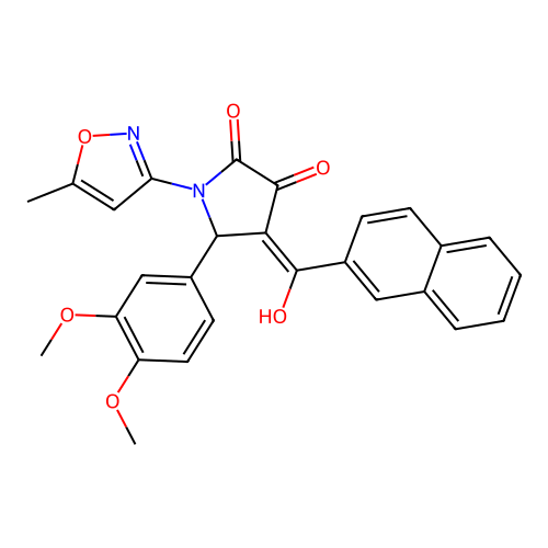 (4E)-5-(3,4-dimethoxyphenyl)-4-[hydroxy(naphthalen-2-yl)methylidene]-1-(5-methyl-1,2-oxazol-3-yl)pyrrolidine-2,3-dione structure