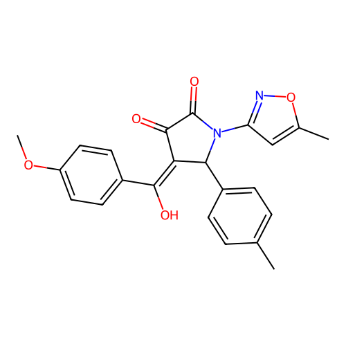 3-hydroxy-4-(4-methoxybenzoyl)-1-(5-methylisoxazol-3-yl)-5-(p-tolyl)-1H-pyrrol-2(5H)-one structure