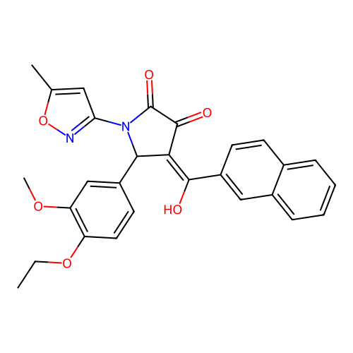 (4E)-5-(4-ethoxy-3-methoxyphenyl)-4-[hydroxy(naphthalen-2-yl)methylidene]-1-(5-methyl-1,2-oxazol-3-yl)pyrrolidine-2,3-dione structure