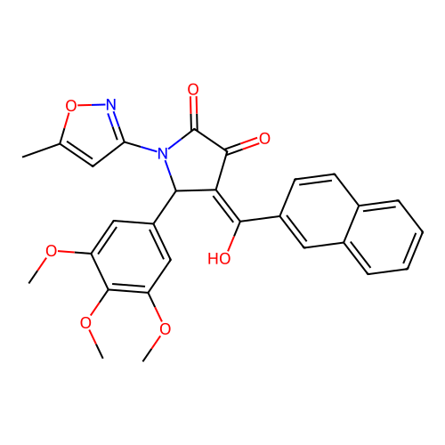 (4E)-4-[hydroxy(naphthalen-2-yl)methylidene]-1-(5-methyl-1,2-oxazol-3-yl)-5-(3,4,5-trimethoxyphenyl)pyrrolidine-2,3-dione structure