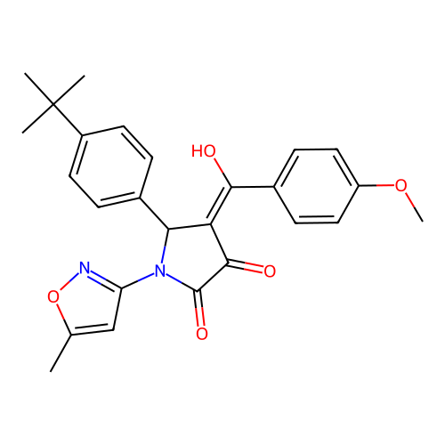 (4E)-5-(4-tert-butylphenyl)-4-[hydroxy(4-methoxyphenyl)methylidene]-1-(5-methyl-1,2-oxazol-3-yl)pyrrolidine-2,3-dione structure
