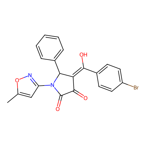 4-(4-bromobenzoyl)-3-hydroxy-1-(5-methylisoxazol-3-yl)-5-phenyl-1H-pyrrol-2(5H)-one structure