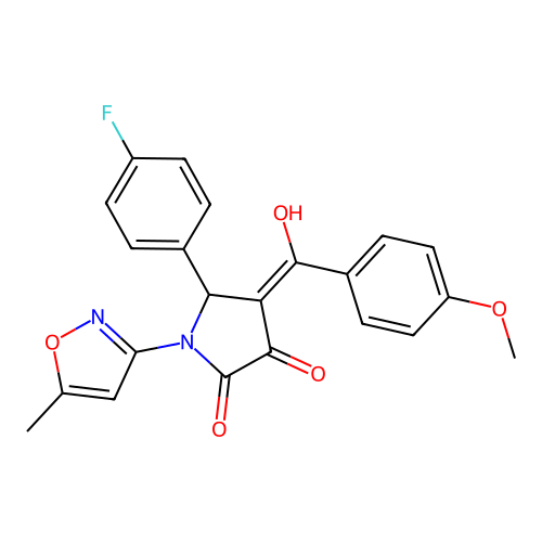 (4E)-5-(4-fluorophenyl)-4-[hydroxy(4-methoxyphenyl)methylidene]-1-(5-methyl-1,2-oxazol-3-yl)pyrrolidine-2,3-dione structure