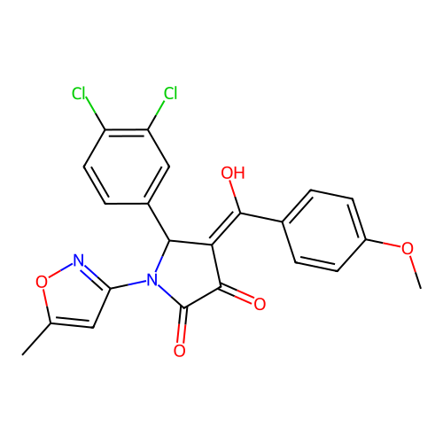 (4E)-5-(3,4-dichlorophenyl)-4-[hydroxy(4-methoxyphenyl)methylidene]-1-(5-methyl-1,2-oxazol-3-yl)pyrrolidine-2,3-dione structure