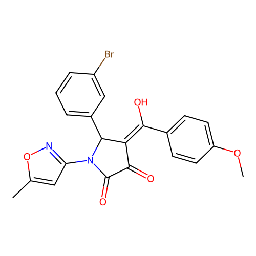 (4E)-5-(3-bromophenyl)-4-[hydroxy(4-methoxyphenyl)methylidene]-1-(5-methyl-1,2-oxazol-3-yl)pyrrolidine-2,3-dione structure