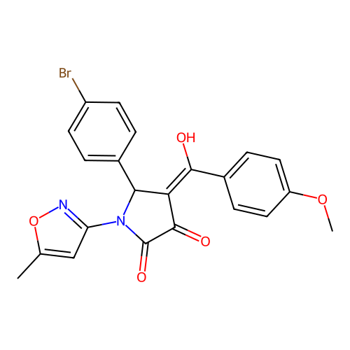 5-(4-bromophenyl)-3-hydroxy-4-(4-methoxybenzoyl)-1-(5-methyl-1,2-oxazol-3-yl)-2,5-dihydro-1H-pyrrol-2-one structure