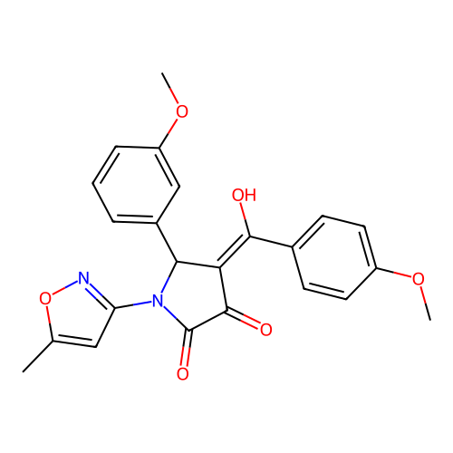 3-hydroxy-4-(4-methoxybenzoyl)-5-(3-methoxyphenyl)-1-(5-methylisoxazol-3-yl)-1H-pyrrol-2(5H)-one structure