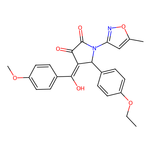 (4E)-5-(4-ethoxyphenyl)-4-[hydroxy(4-methoxyphenyl)methylidene]-1-(5-methyl-1,2-oxazol-3-yl)pyrrolidine-2,3-dione structure