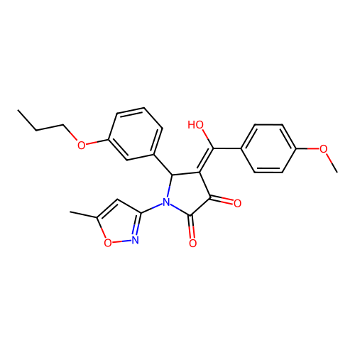 (4E)-4-[hydroxy(4-methoxyphenyl)methylidene]-1-(5-methyl-1,2-oxazol-3-yl)-5-(3-propoxyphenyl)pyrrolidine-2,3-dione structure