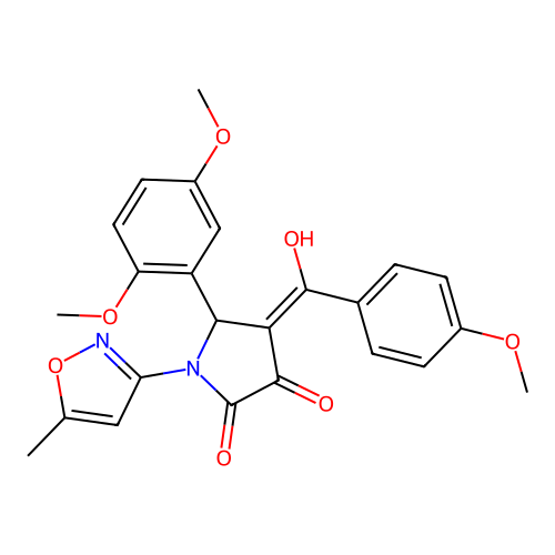 (4E)-5-(2,5-dimethoxyphenyl)-4-[hydroxy(4-methoxyphenyl)methylidene]-1-(5-methyl-1,2-oxazol-3-yl)pyrrolidine-2,3-dione structure