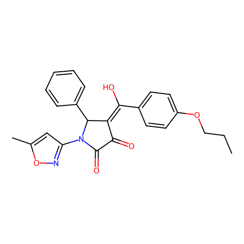 3-hydroxy-1-(5-methylisoxazol-3-yl)-5-phenyl-4-(4-propoxybenzoyl)-1H-pyrrol-2(5H)-one structure