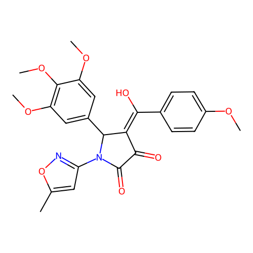 (4E)-4-[hydroxy(4-methoxyphenyl)methylidene]-1-(5-methyl-1,2-oxazol-3-yl)-5-(3,4,5-trimethoxyphenyl)pyrrolidine-2,3-dione structure