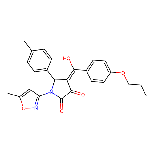 3-hydroxy-1-(5-methylisoxazol-3-yl)-4-(4-propoxybenzoyl)-5-(p-tolyl)-1H-pyrrol-2(5H)-one structure