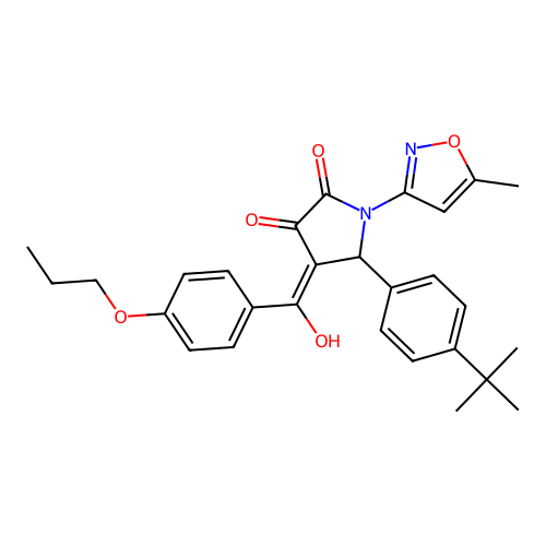(4E)-5-(4-tert-butylphenyl)-4-[hydroxy(4-propoxyphenyl)methylidene]-1-(5-methyl-1,2-oxazol-3-yl)pyrrolidine-2,3-dione structure