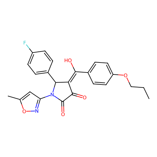(4E)-5-(4-fluorophenyl)-4-[hydroxy(4-propoxyphenyl)methylidene]-1-(5-methyl-1,2-oxazol-3-yl)pyrrolidine-2,3-dione structure