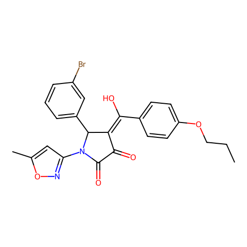 (4E)-5-(3-bromophenyl)-4-[hydroxy(4-propoxyphenyl)methylidene]-1-(5-methyl-1,2-oxazol-3-yl)pyrrolidine-2,3-dione structure