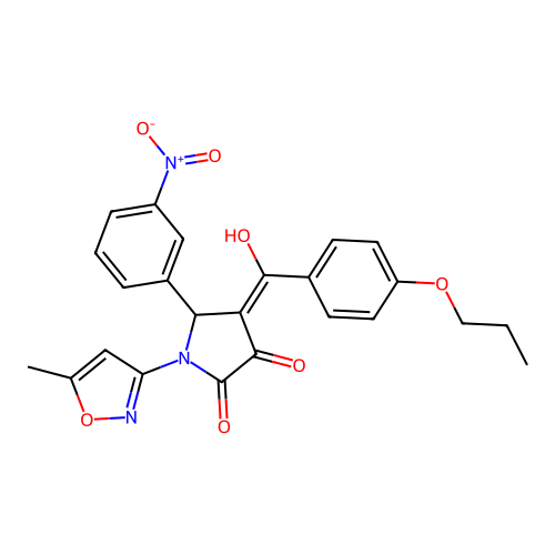 3-hydroxy-1-(5-methylisoxazol-3-yl)-5-(3-nitrophenyl)-4-(4-propoxybenzoyl)-1H-pyrrol-2(5H)-one structure
