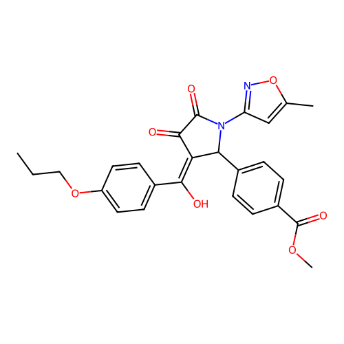 methyl 4-(4-hydroxy-1-(5-methylisoxazol-3-yl)-5-oxo-3-(4-propoxybenzoyl)-2,5-dihydro-1H-pyrrol-2-yl)benzoate structure
