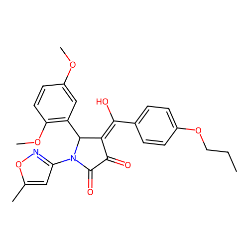 (4E)-5-(2,5-dimethoxyphenyl)-4-[hydroxy(4-propoxyphenyl)methylidene]-1-(5-methyl-1,2-oxazol-3-yl)pyrrolidine-2,3-dione structure