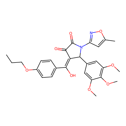 (4E)-4-[hydroxy(4-propoxyphenyl)methylidene]-1-(5-methyl-1,2-oxazol-3-yl)-5-(3,4,5-trimethoxyphenyl)pyrrolidine-2,3-dione structure