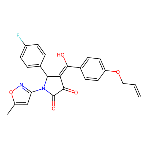 (4E)-5-(4-fluorophenyl)-4-[hydroxy-(4-prop-2-enoxyphenyl)methylidene]-1-(5-methyl-1,2-oxazol-3-yl)pyrrolidine-2,3-dione structure
