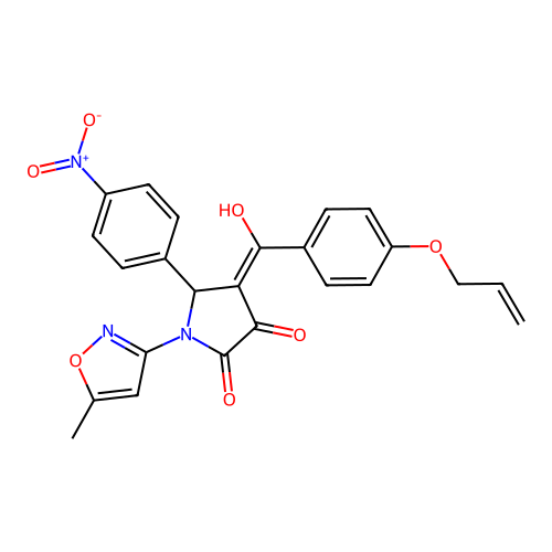 (4E)-4-[hydroxy-(4-prop-2-enoxyphenyl)methylidene]-1-(5-methyl-1,2-oxazol-3-yl)-5-(4-nitrophenyl)pyrrolidine-2,3-dione structure