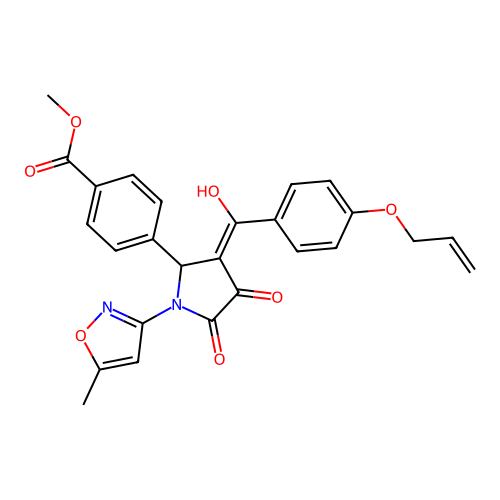 methyl 4-(3-(4-(allyloxy)benzoyl)-4-hydroxy-1-(5-methylisoxazol-3-yl)-5-oxo-2,5-dihydro-1H-pyrrol-2-yl)benzoate structure