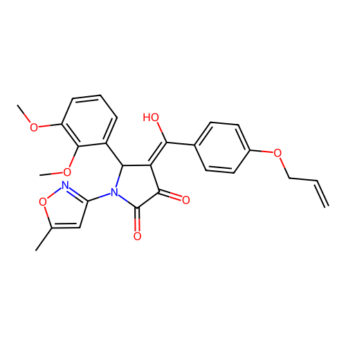 (4E)-5-(2,3-dimethoxyphenyl)-4-[hydroxy-(4-prop-2-enoxyphenyl)methylidene]-1-(5-methyl-1,2-oxazol-3-yl)pyrrolidine-2,3-dione structure
