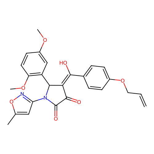 (4E)-5-(2,5-dimethoxyphenyl)-4-[hydroxy-(4-prop-2-enoxyphenyl)methylidene]-1-(5-methyl-1,2-oxazol-3-yl)pyrrolidine-2,3-dione structure