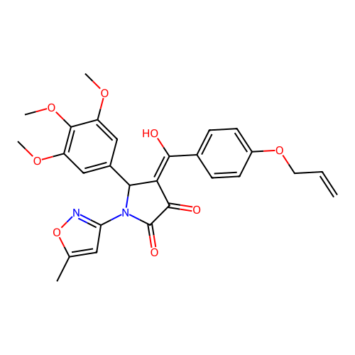 (4E)-4-[hydroxy-(4-prop-2-enoxyphenyl)methylidene]-1-(5-methyl-1,2-oxazol-3-yl)-5-(3,4,5-trimethoxyphenyl)pyrrolidine-2,3-dione structure