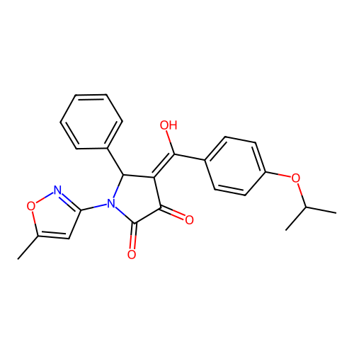 3-hydroxy-4-(4-isopropoxybenzoyl)-1-(5-methylisoxazol-3-yl)-5-phenyl-1H-pyrrol-2(5H)-one structure