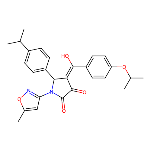 (4E)-4-[hydroxy-(4-propan-2-yloxyphenyl)methylidene]-1-(5-methyl-1,2-oxazol-3-yl)-5-(4-propan-2-ylphenyl)pyrrolidine-2,3-dione structure