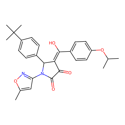 (4E)-5-(4-tert-butylphenyl)-4-[hydroxy-(4-propan-2-yloxyphenyl)methylidene]-1-(5-methyl-1,2-oxazol-3-yl)pyrrolidine-2,3-dione structure