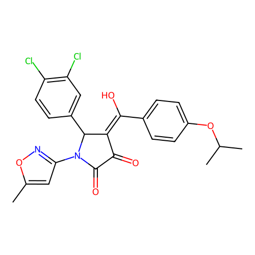 (4E)-5-(3,4-dichlorophenyl)-4-[hydroxy-(4-propan-2-yloxyphenyl)methylidene]-1-(5-methyl-1,2-oxazol-3-yl)pyrrolidine-2,3-dione structure