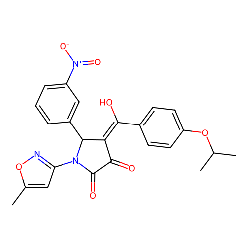 (4E)-4-[hydroxy-(4-propan-2-yloxyphenyl)methylidene]-1-(5-methyl-1,2-oxazol-3-yl)-5-(3-nitrophenyl)pyrrolidine-2,3-dione structure