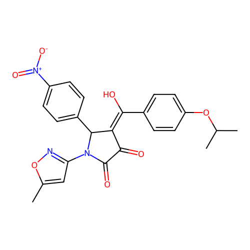 (4E)-4-[hydroxy-(4-propan-2-yloxyphenyl)methylidene]-1-(5-methyl-1,2-oxazol-3-yl)-5-(4-nitrophenyl)pyrrolidine-2,3-dione structure