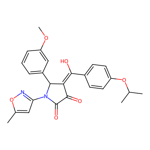 (4E)-4-[hydroxy-(4-propan-2-yloxyphenyl)methylidene]-5-(3-methoxyphenyl)-1-(5-methyl-1,2-oxazol-3-yl)pyrrolidine-2,3-dione structure