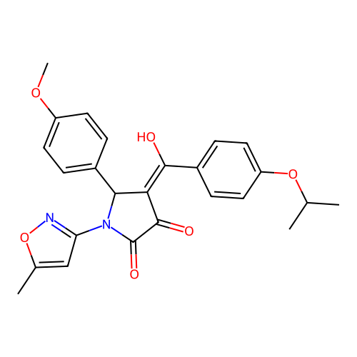(4E)-4-[hydroxy-(4-propan-2-yloxyphenyl)methylidene]-5-(4-methoxyphenyl)-1-(5-methyl-1,2-oxazol-3-yl)pyrrolidine-2,3-dione structure