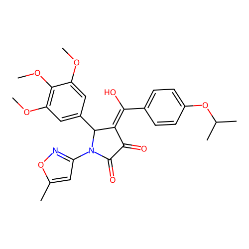 (4E)-4-[hydroxy-(4-propan-2-yloxyphenyl)methylidene]-1-(5-methyl-1,2-oxazol-3-yl)-5-(3,4,5-trimethoxyphenyl)pyrrolidine-2,3-dione structure