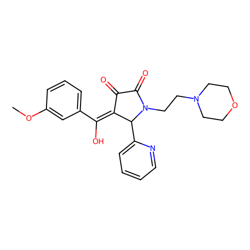 (4E)-4-[hydroxy(3-methoxyphenyl)methylidene]-1-[2-(morpholin-4-yl)ethyl]-5-(pyridin-2-yl)pyrrolidine-2,3-dione structure