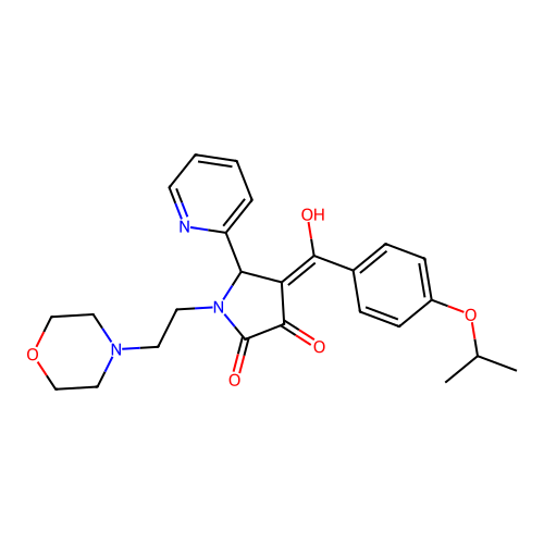 (4E)-4-[hydroxy-(4-propan-2-yloxyphenyl)methylidene]-1-(2-morpholin-4-ylethyl)-5-pyridin-2-ylpyrrolidine-2,3-dione structure