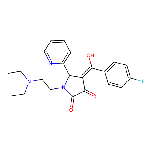 (4E)-1-(2-diethylaminoethyl)-4-[(4-fluorophenyl)-hydroxymethylidene]-5-pyridin-2-ylpyrrolidine-2,3-dione structure