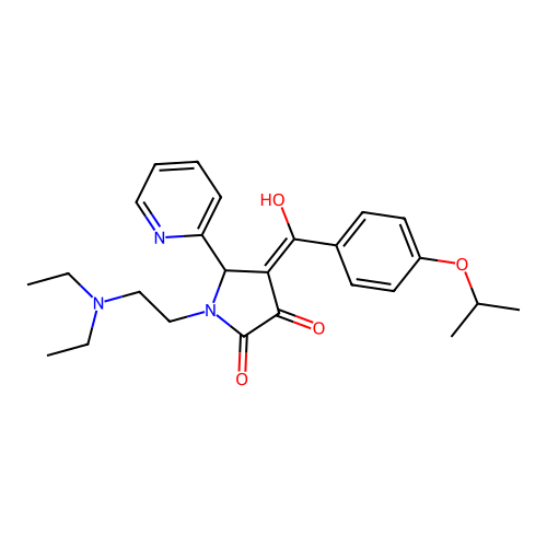 (4E)-1-(2-diethylaminoethyl)-4-[hydroxy-(4-propan-2-yloxyphenyl)methylidene]-5-pyridin-2-ylpyrrolidine-2,3-dione structure
