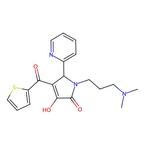 1-(3-(dimethylamino)propyl)-3-hydroxy-5-(pyridin-2-yl)-4-(thiophene-2-carbonyl)-1H-pyrrol-2(5H)-one structure