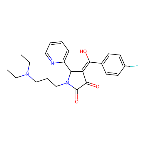 (4E)-1-[3-(diethylamino)propyl]-4-[(4-fluorophenyl)(hydroxy)methylidene]-5-(pyridin-2-yl)pyrrolidine-2,3-dione structure