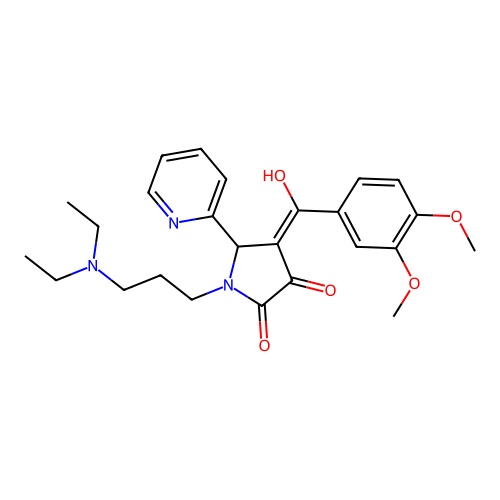 (4E)-1-[3-(diethylamino)propyl]-4-[(3,4-dimethoxyphenyl)(hydroxy)methylidene]-5-(pyridin-2-yl)pyrrolidine-2,3-dione structure